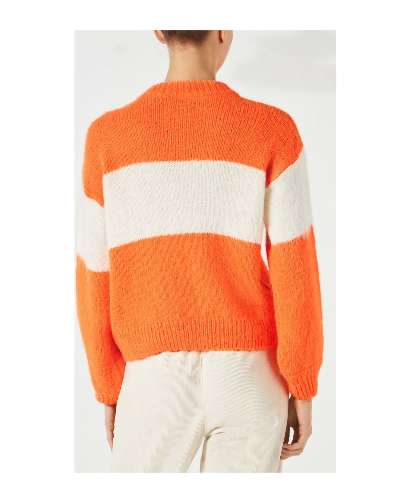 MC2 Saint Barth Woman Fluo Orange Brushed Crewneck Sweater - ORANGE