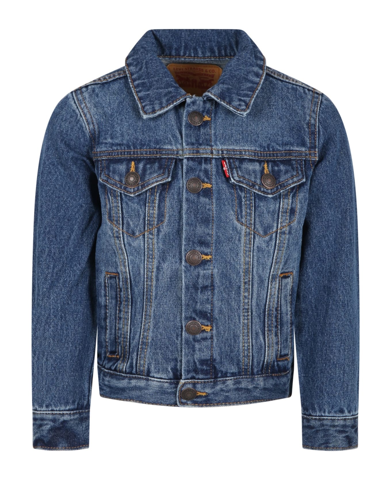 Levi's Blue Jacket For Kids With Logo - Denim
