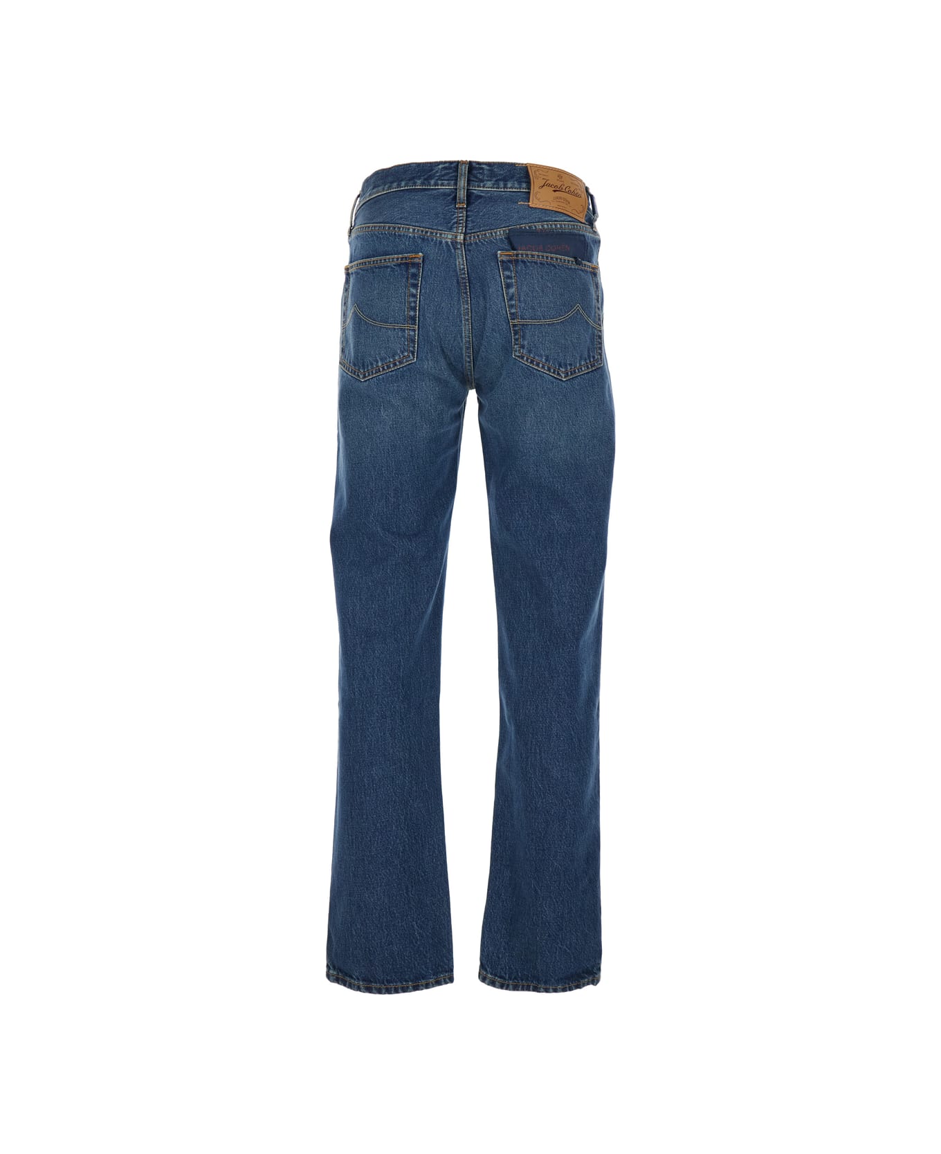 Jacob Cohen 
edo
 Blue Five-pocket Jeans With Logo Patch On The Back In Denim Man - Blu