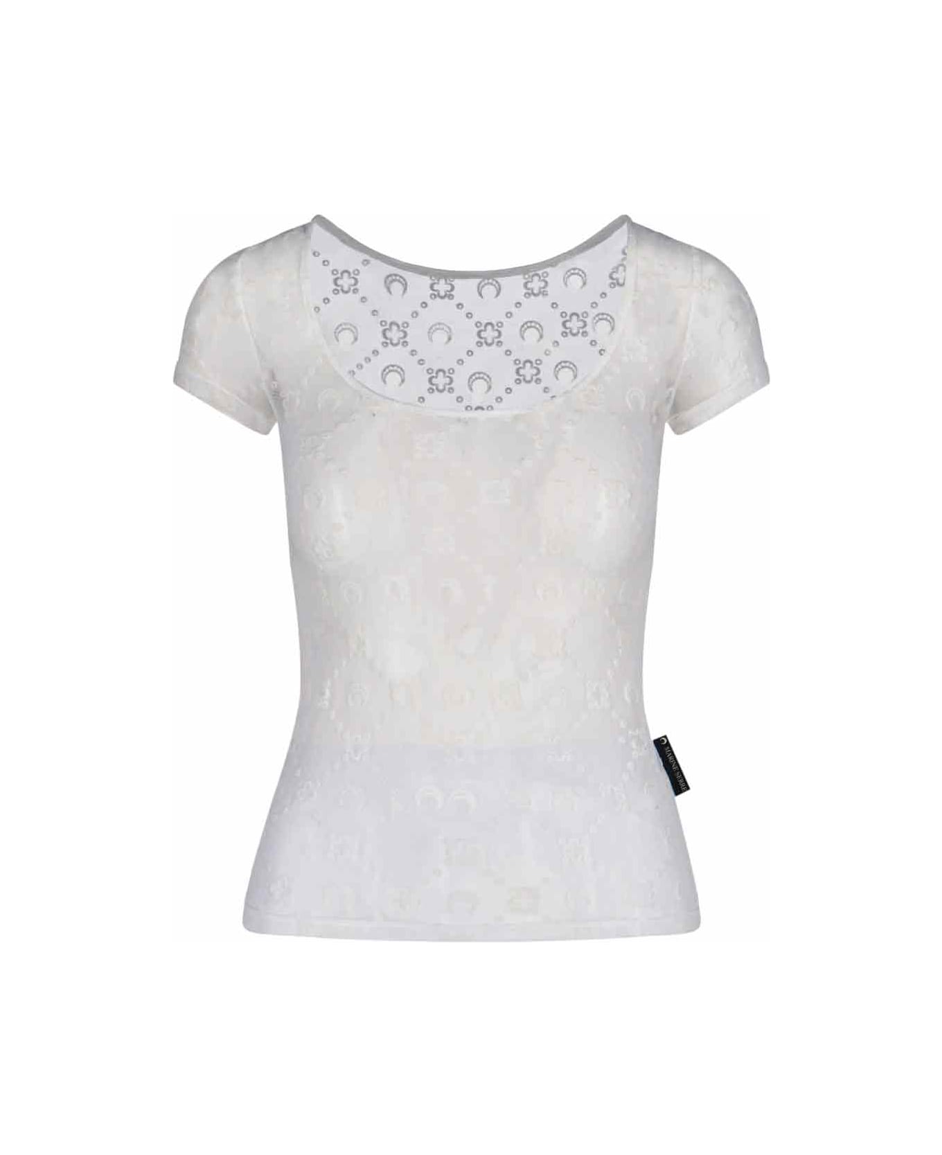 Marine Serre 
moonogram Mesh Flock
 T-shirt - White