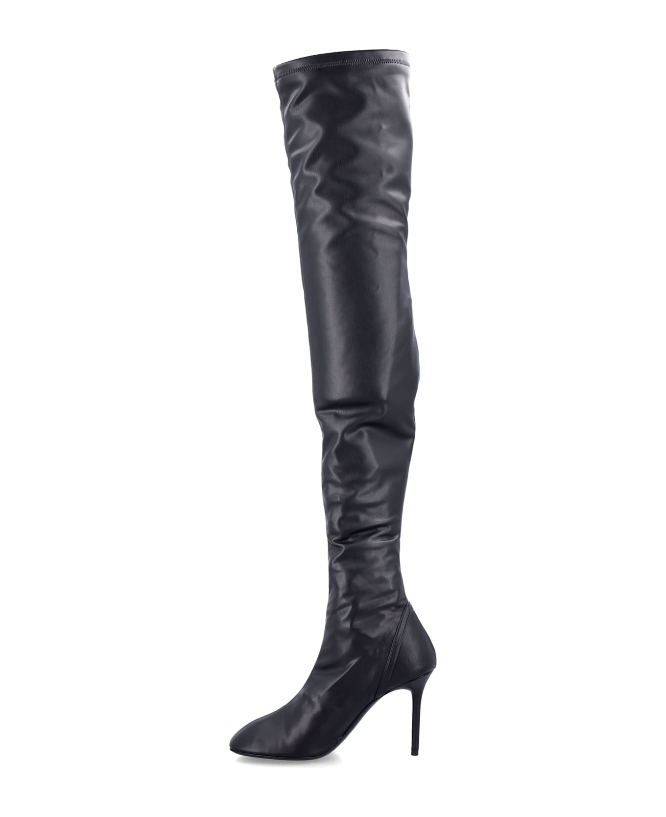 Courrèges Oblique Stretch Thigh Boots - BLACK