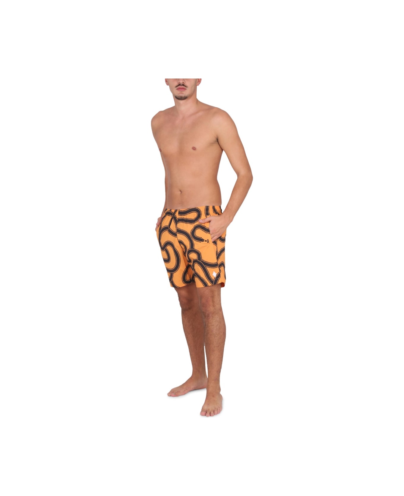 Marcelo Burlon Boxer Swimsuit With Print - YELLOW