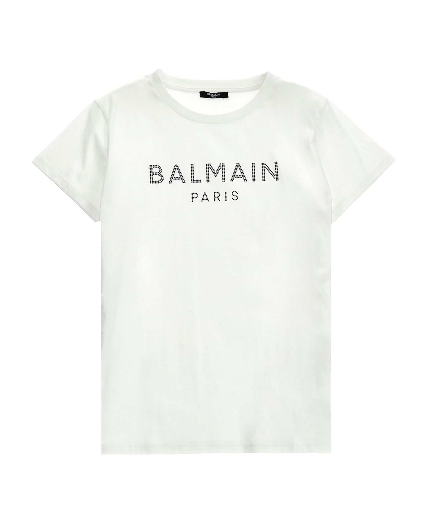 Balmain Rhinestone Logo T-shirt - White/Black
