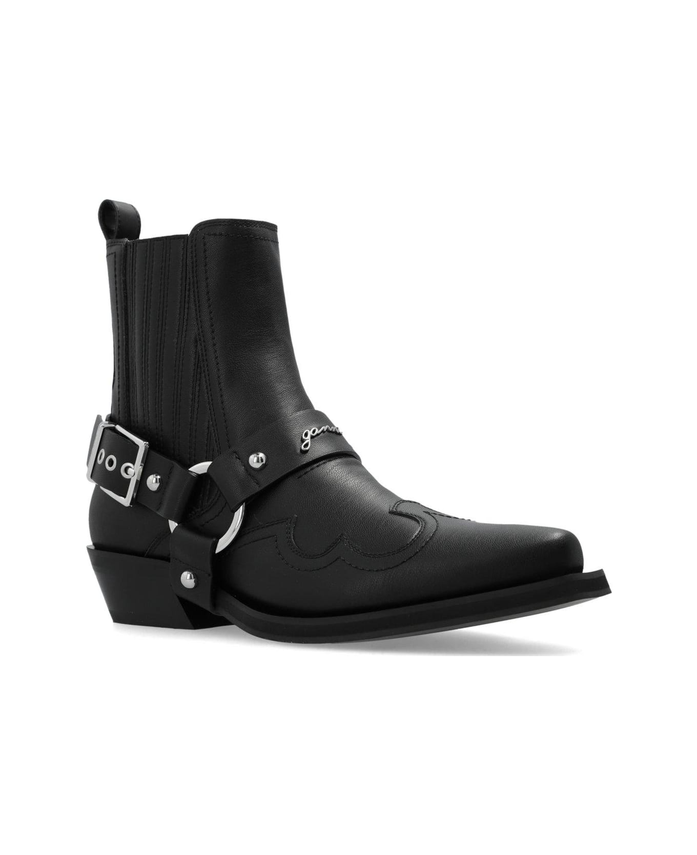 Ganni Western Chelsea Ankle Boots - BLACK