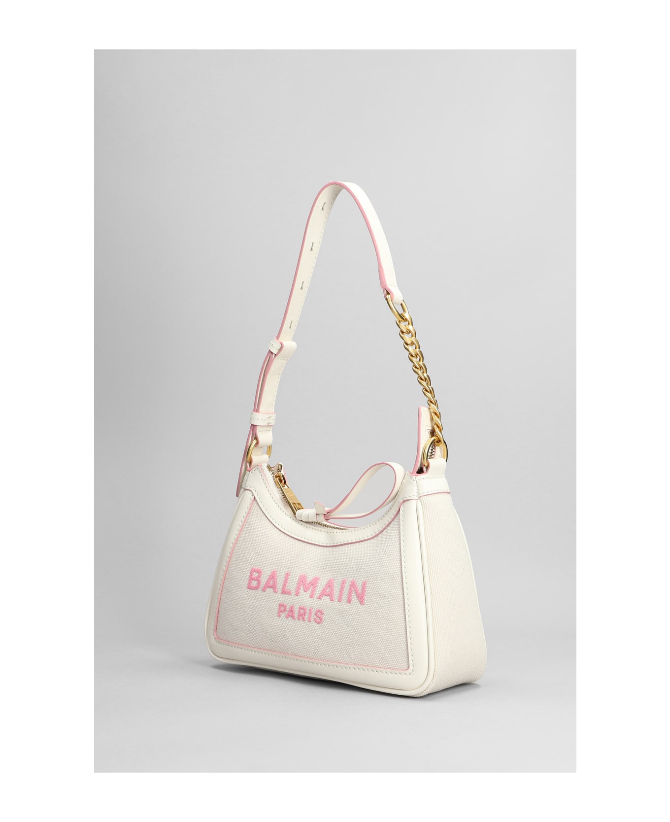 Balmain B Army  Shoulder Bag In White Cotton - white