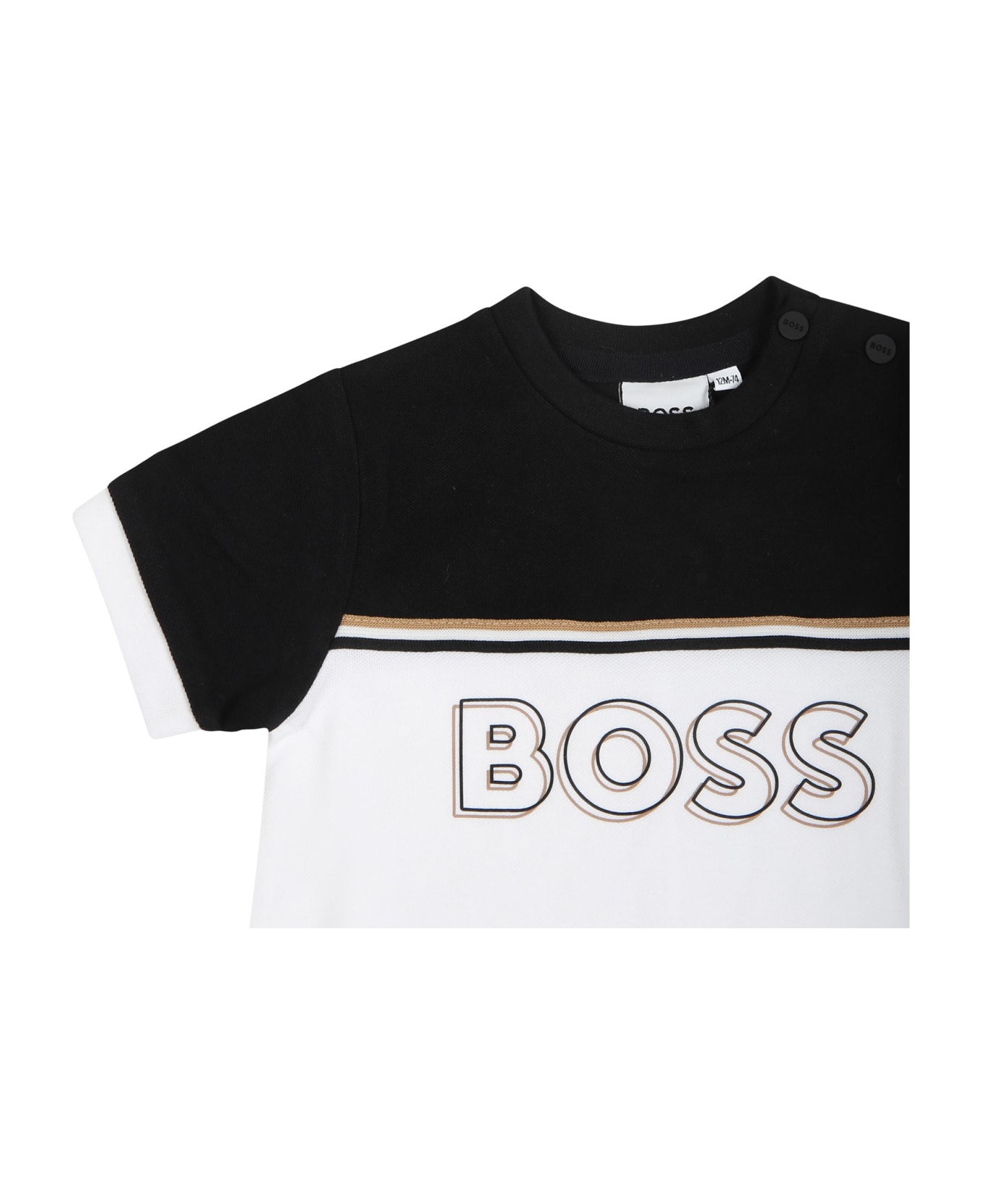 Hugo Boss White Romper For Baby Boy Wih Logo - White ボディスーツ＆セットアップ