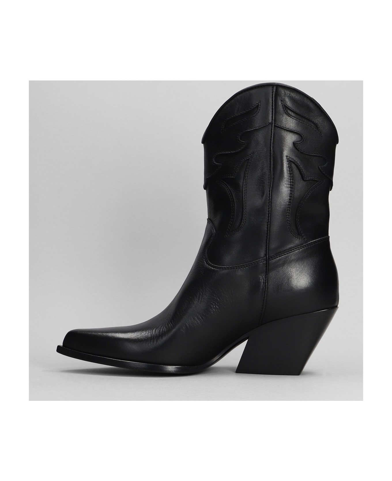 Elena Iachi Texan Ankle Boots In Black Leather - black ブーツ