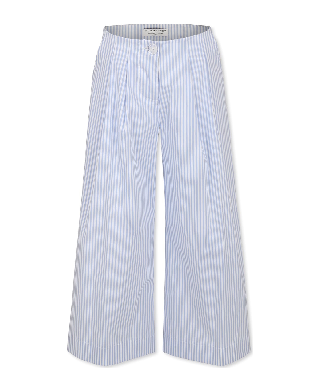 Philosophy di Lorenzo Serafini Kids Light Blue Trousers For Girl With Logo - Light Blue