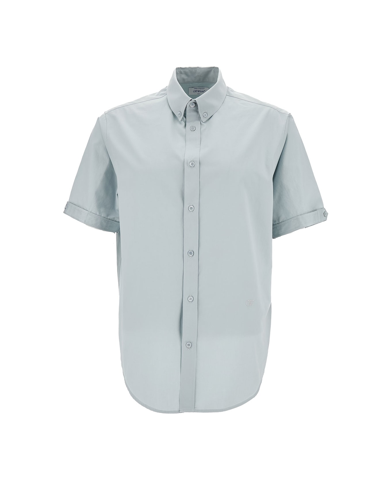 Off-White Short Sleeve Shirt With Button-down Collar - Grey シャツ