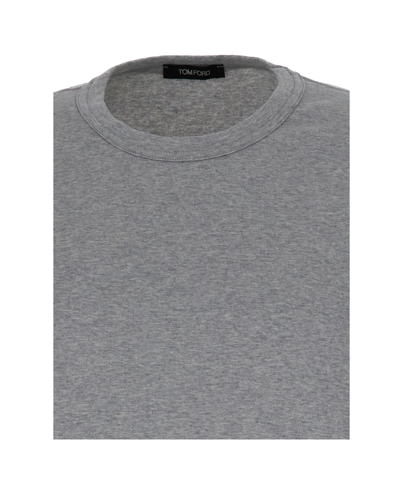 Tom Ford Grey Crew Neck T-shirt In Cotton Stretch Man - Grey