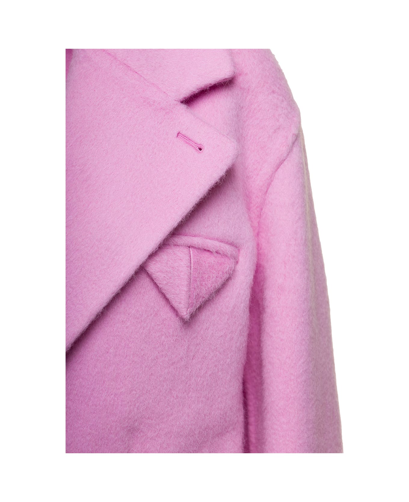Bottega Veneta Baby Pink Double-breasted Coat In Wool And Mohair Woman Bottega Veneta - Pink