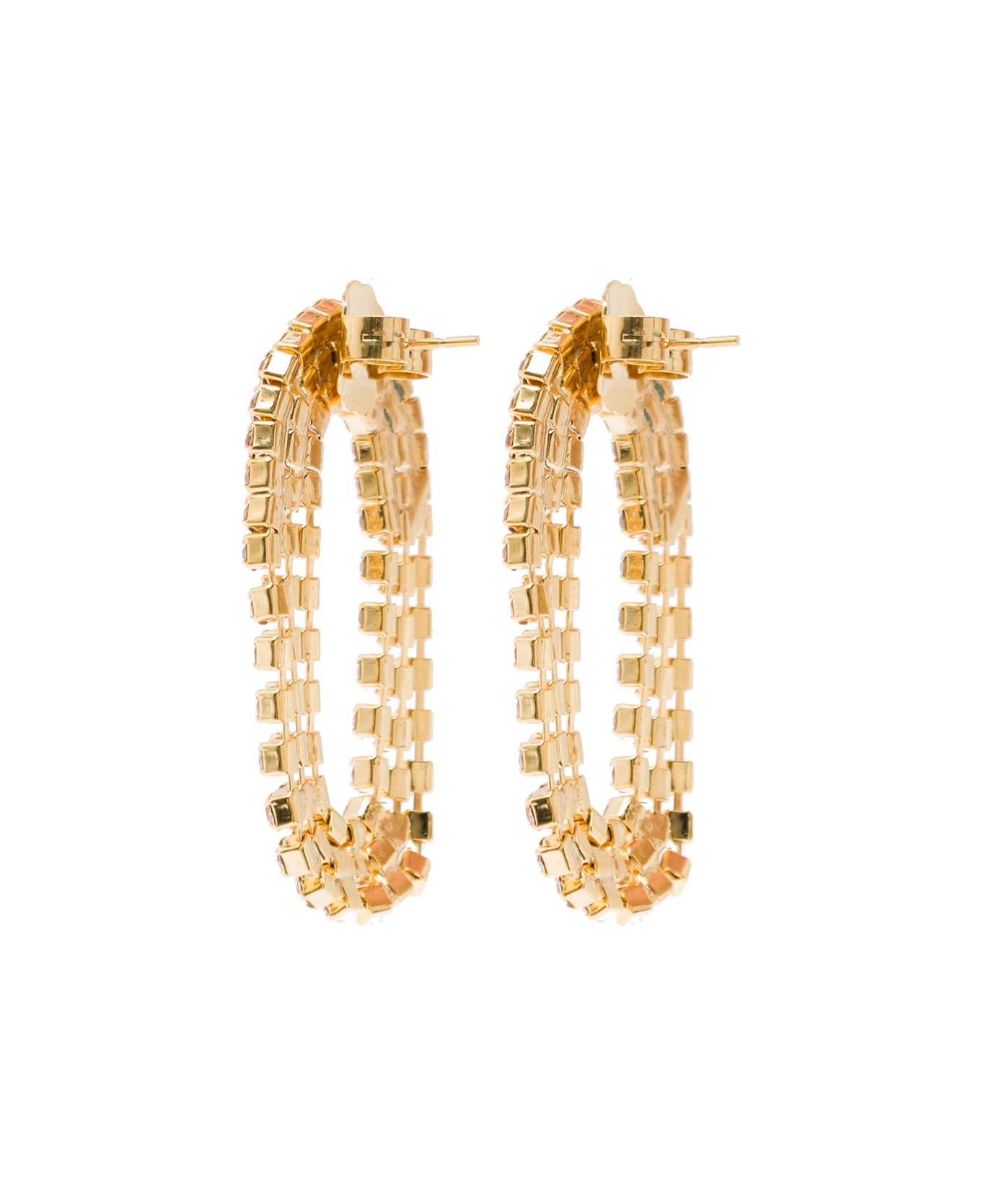 Silvia Gnecchi 'liberty Mini' Earrings With Crystals In Galvanized Brass 24k Gold Woman - Metallic