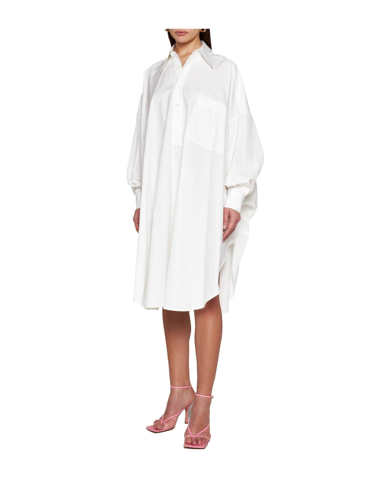 Bottega Veneta Half-buttoned Shirt Dress - White