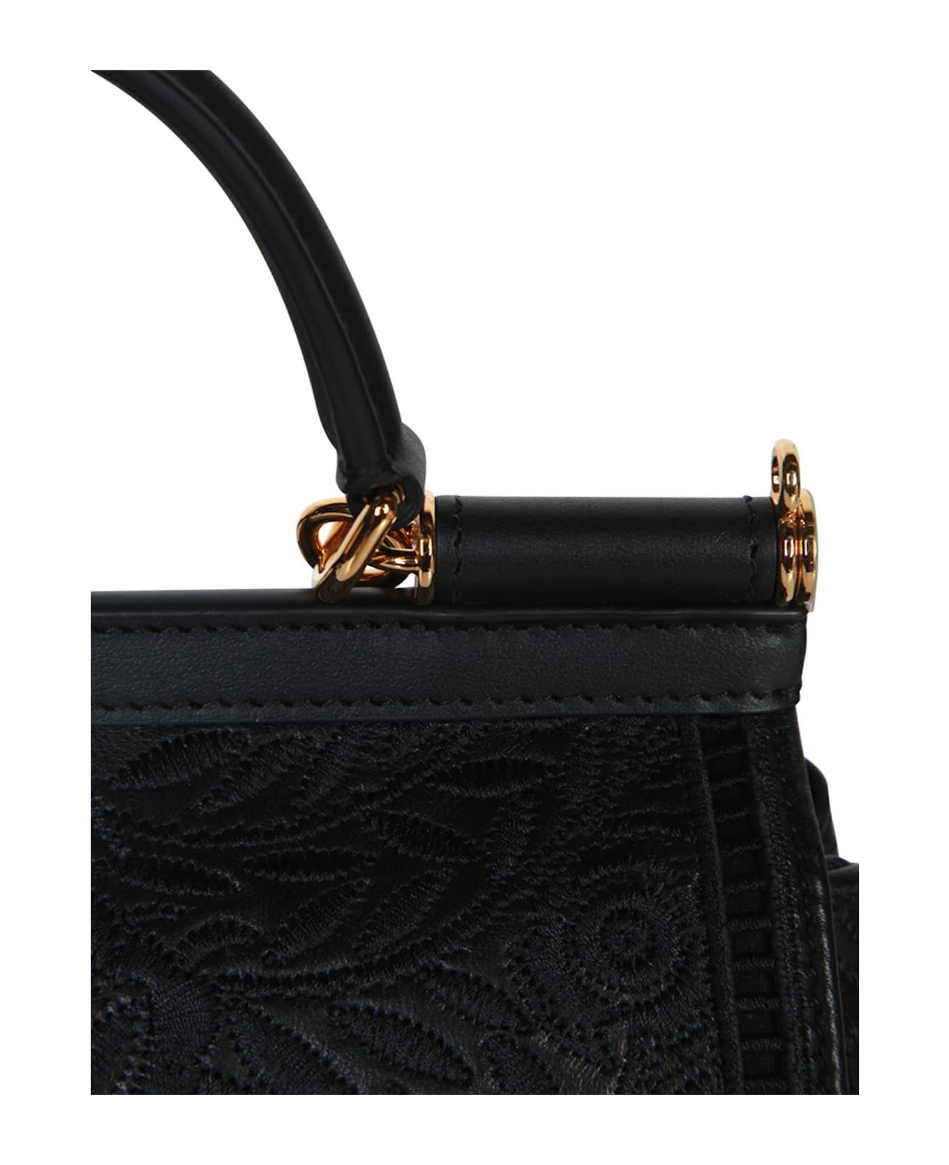 Dolce 
Gabbana Black Leather Medium Sicily Handbag - NERONERO