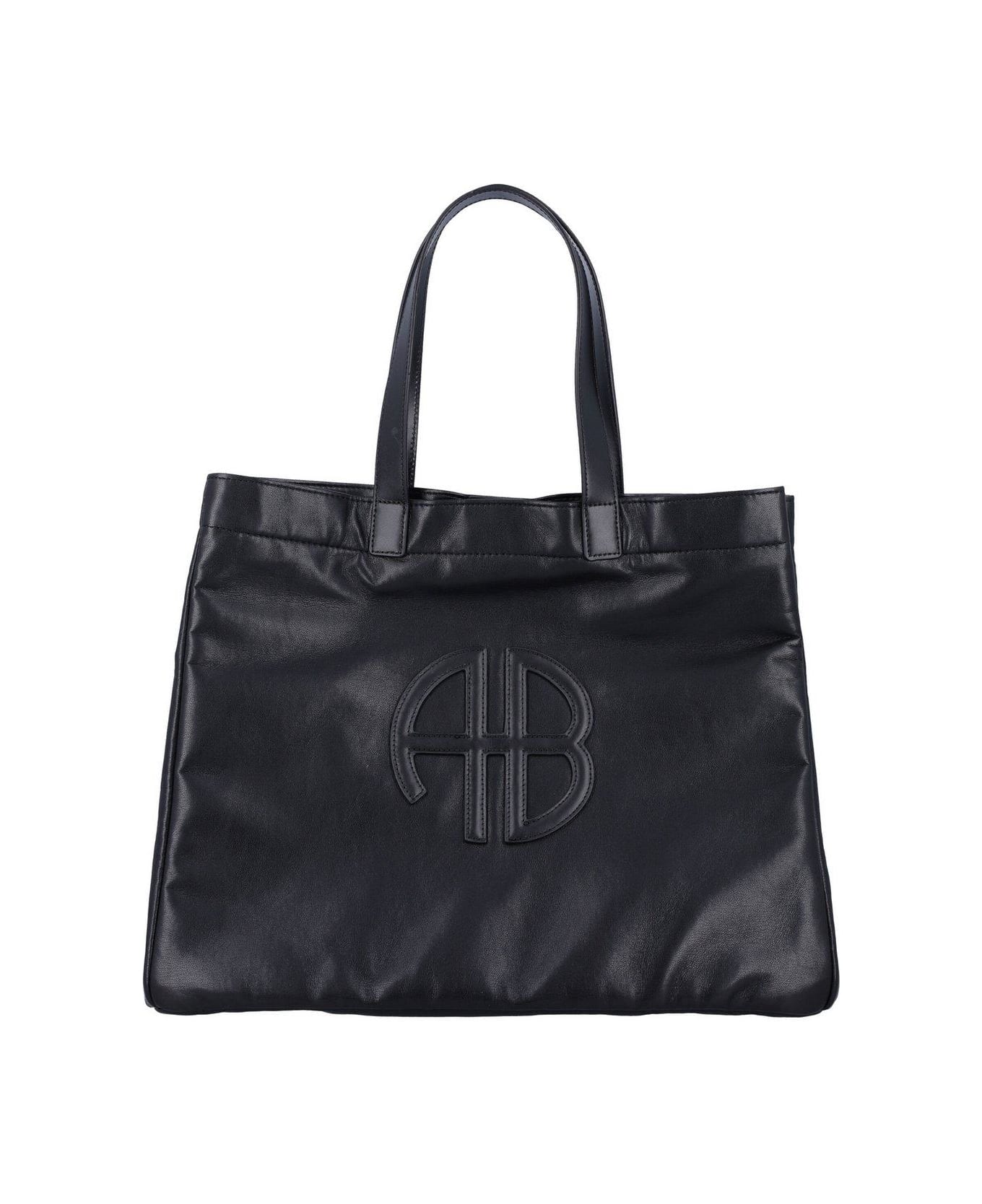 Anine Bing Large Rio Logo Patch Tote Bag - Black