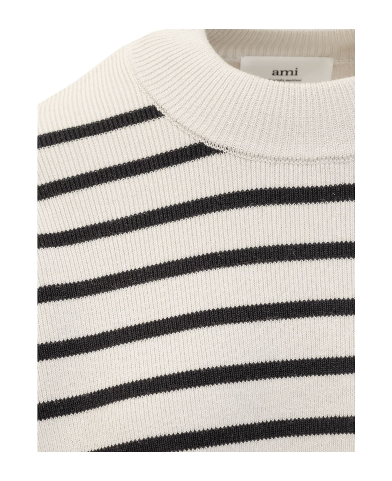 Ami Alexandre Mattiussi Sweater With Logo - CHALK/BLACK