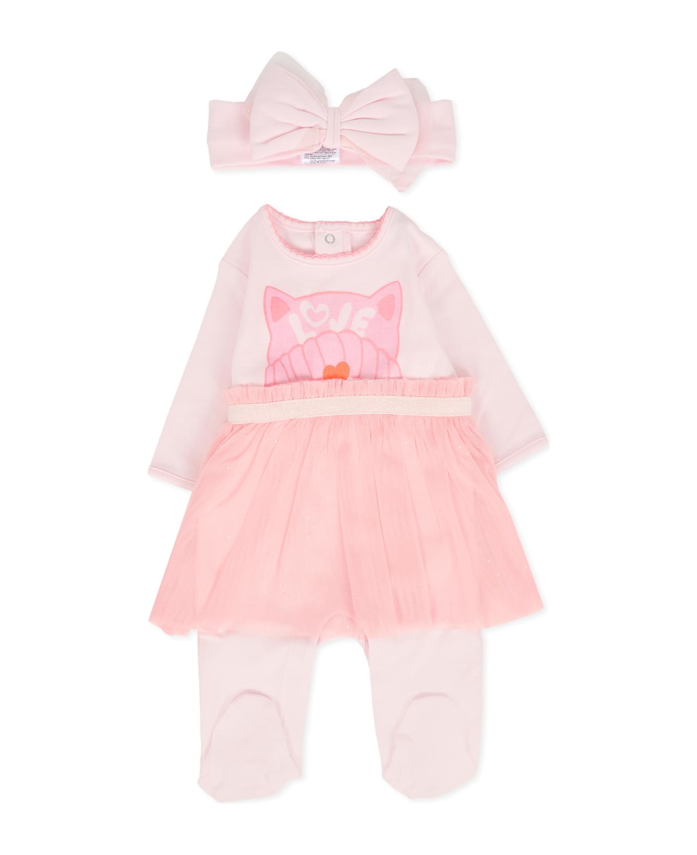 Billieblush Pink Babygrow Set For Baby Girl With Cat - Pink