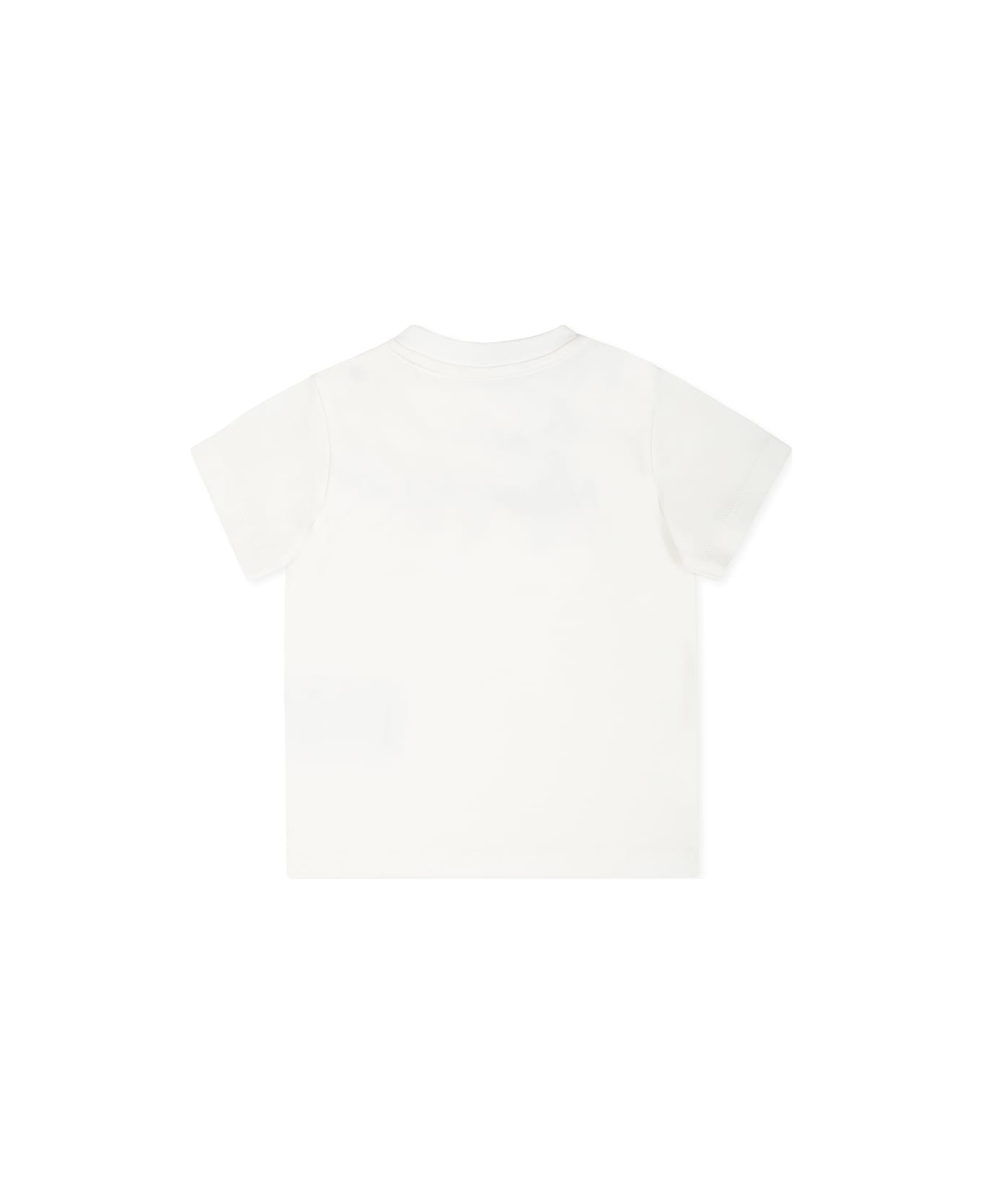 Moncler White T-shirt For Babykids With Logo - Bianco