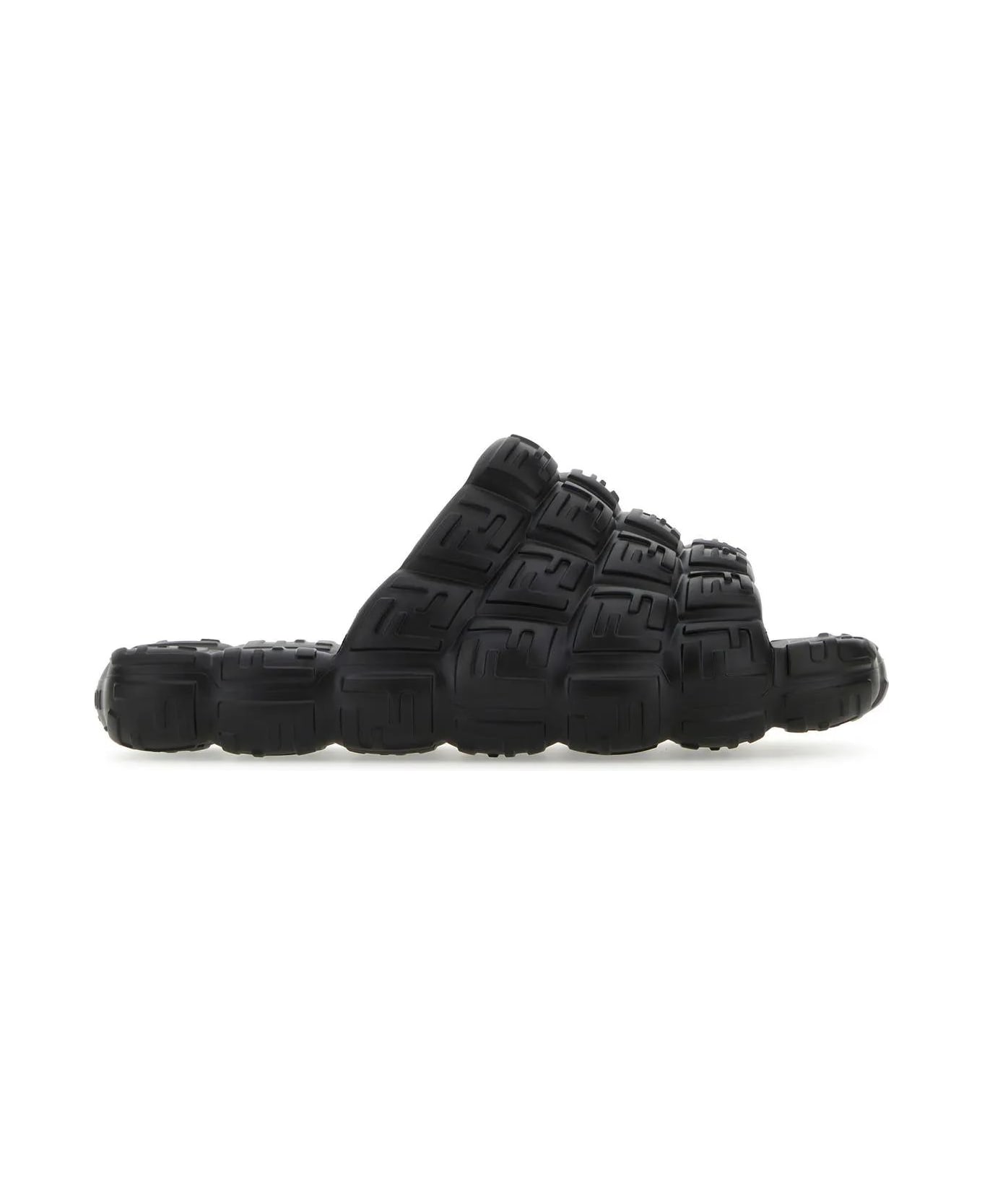 Fendi Black Rubber Cloud Slippers - Black