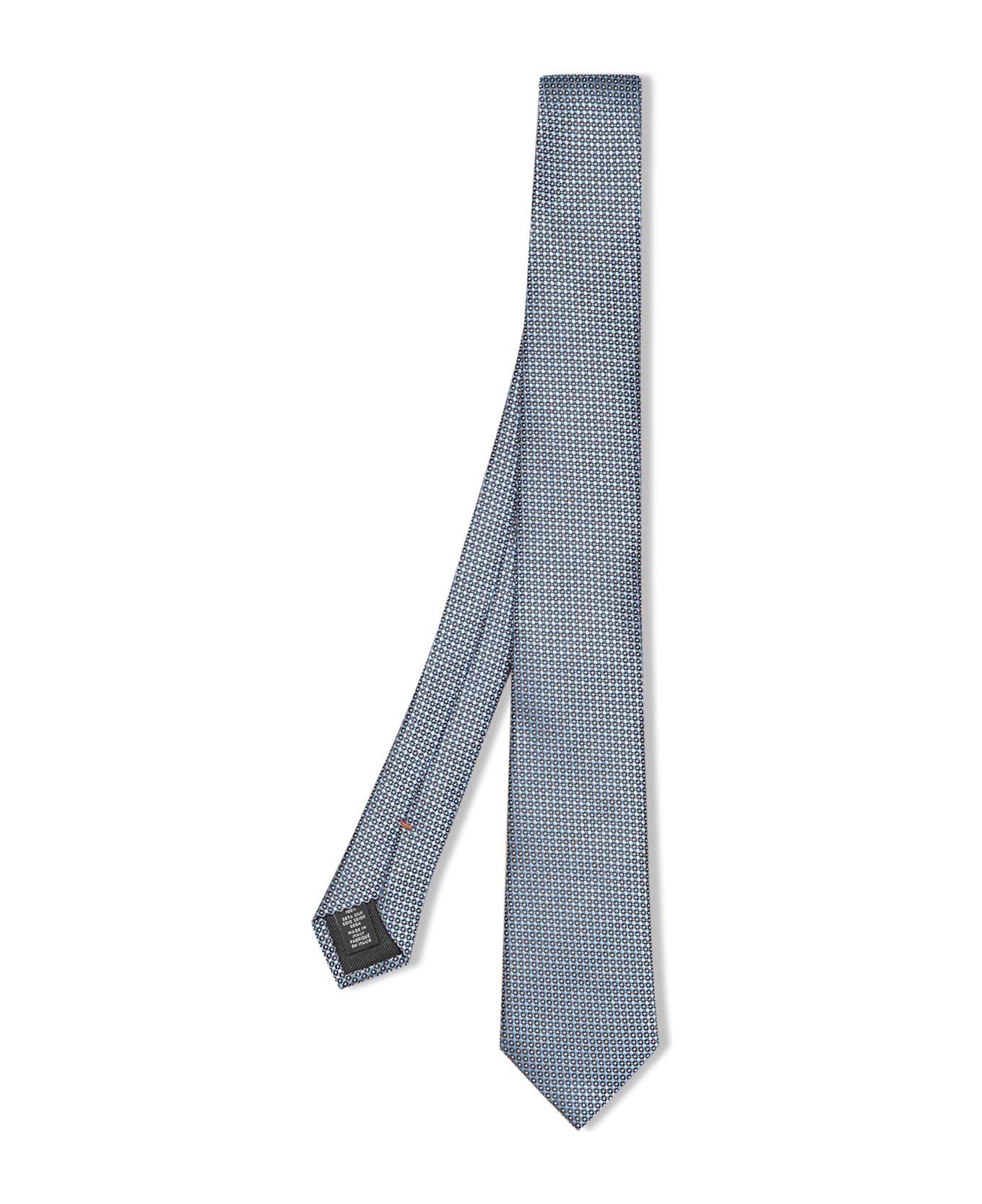 Zegna Silk Tie In Blue Micro Pattern - Blue