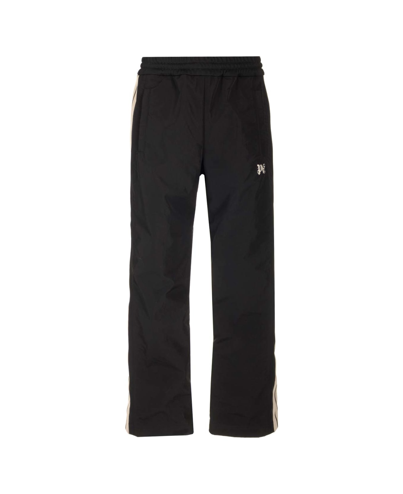 Palm Angels Nylon Track Pants With Bands - Black