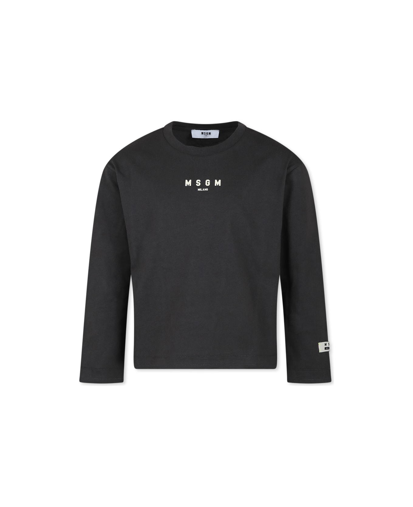 MSGM Black T-shirt For Kids With Logo - Black