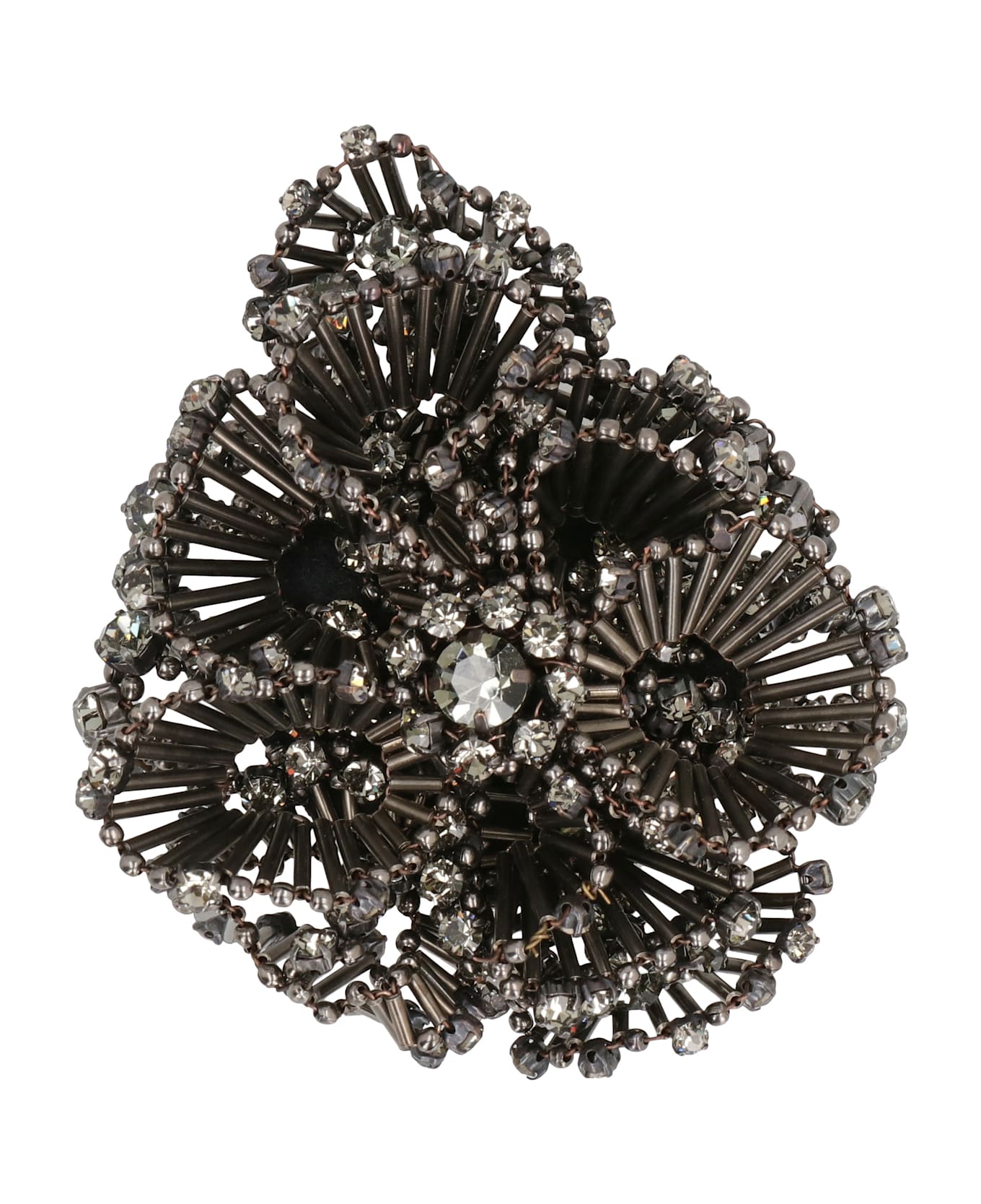 Alberta Ferretti Floral Metal Brooch - grey
