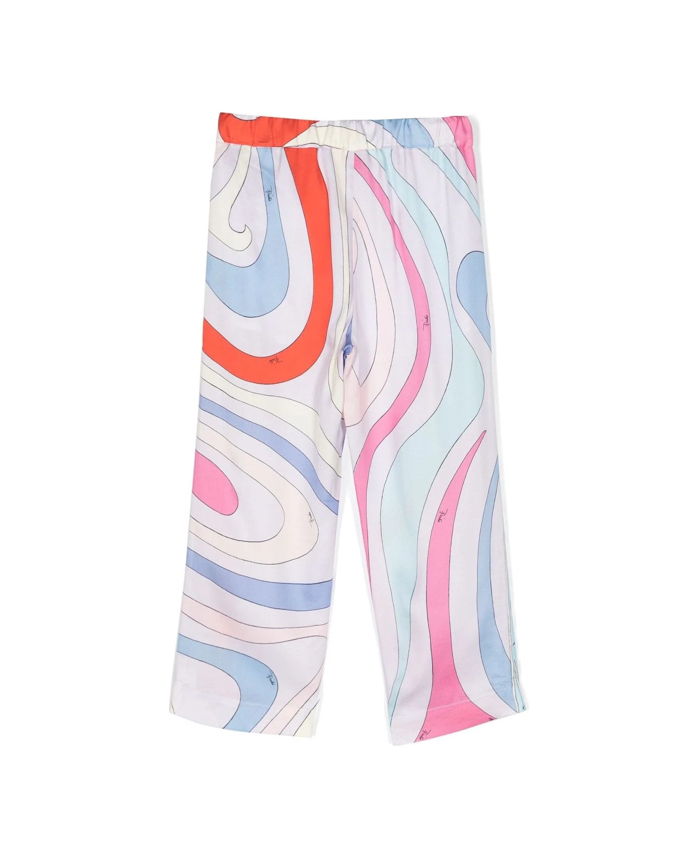 Pucci Trousers With Light Blue/multicolour Iride Print - Blue