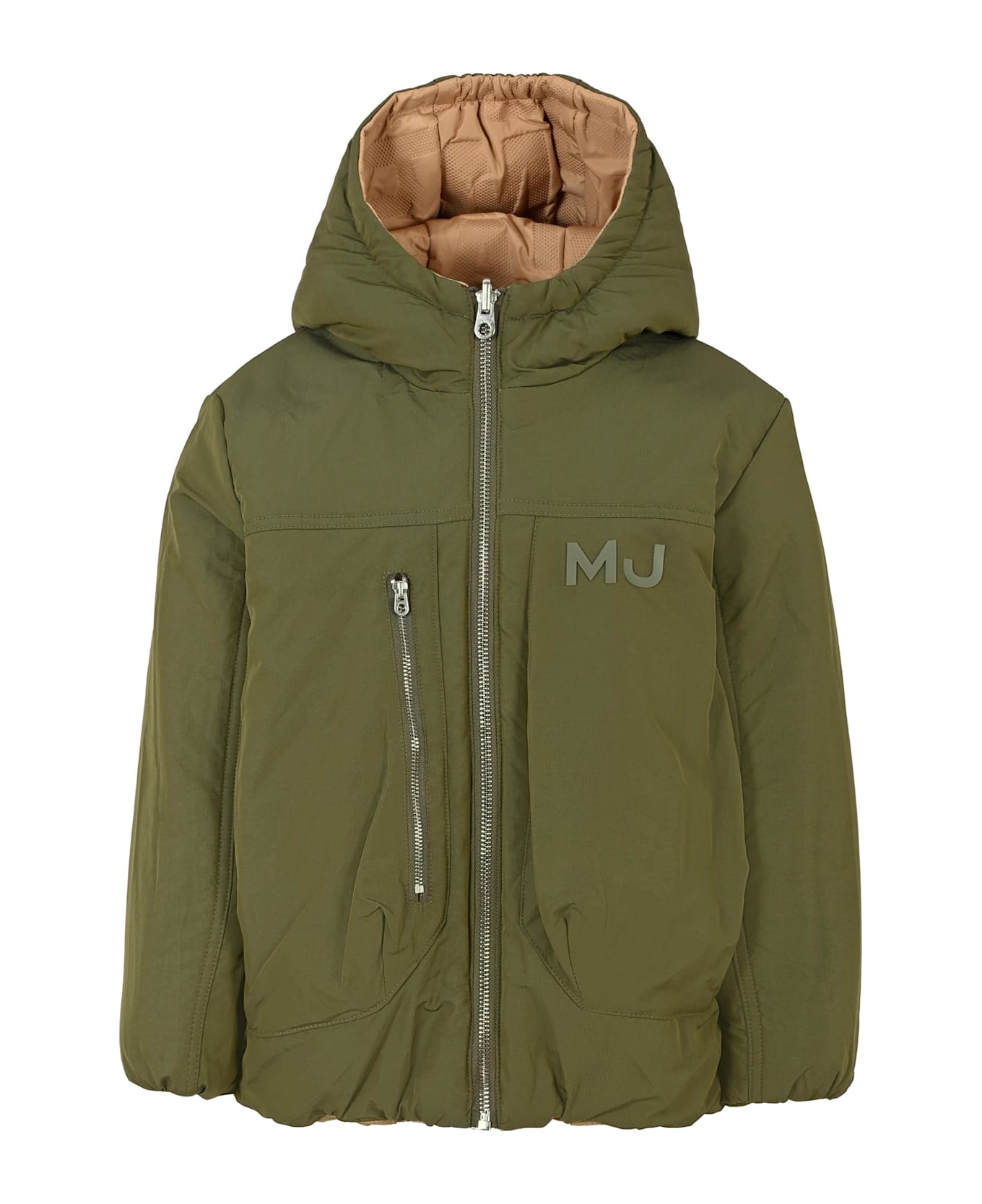 Marc Jacobs Beige Reversible Down Jacket For Boy With Logo - Beige