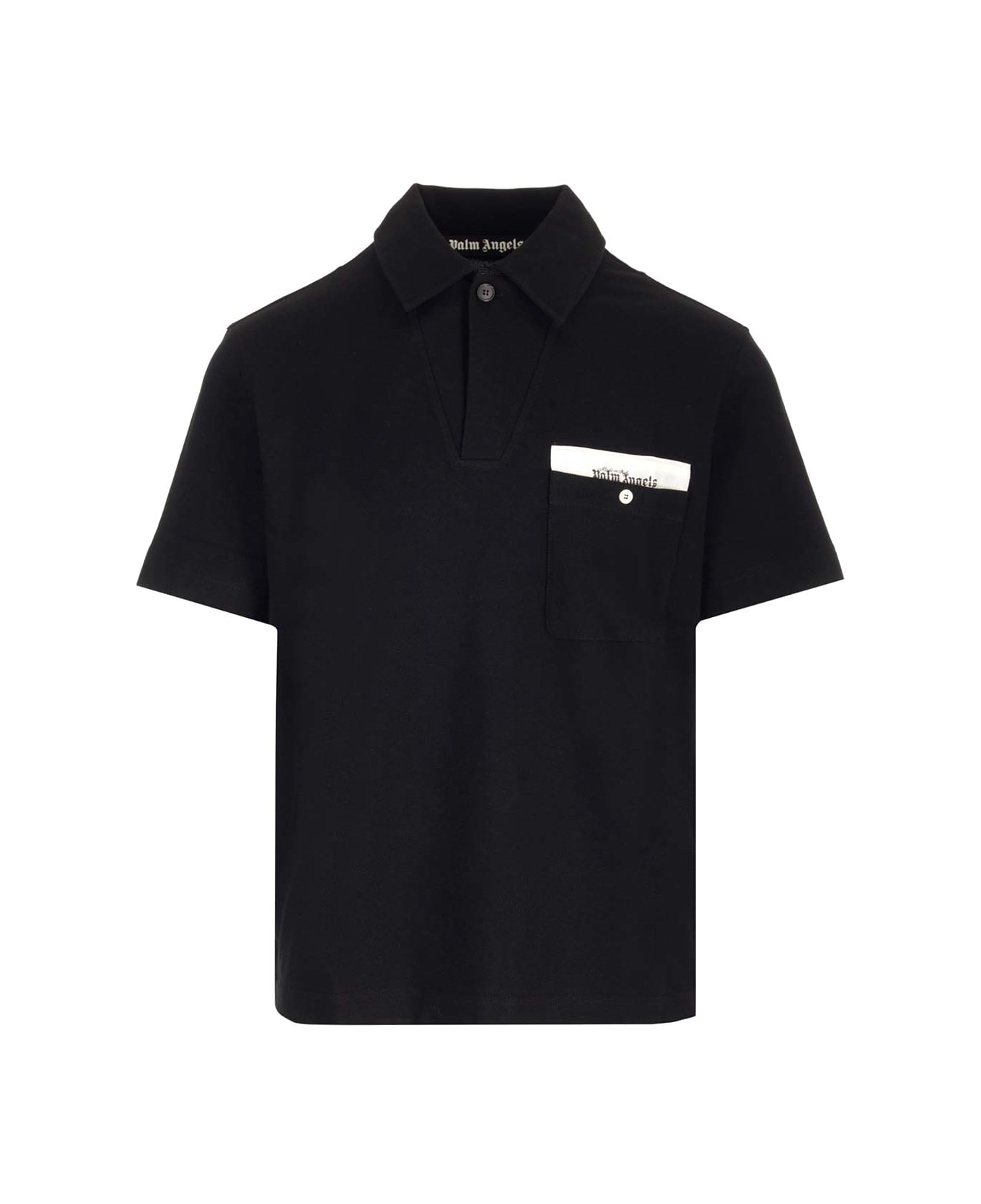Palm Angels Sartorial Tape Pocket Polo Shirt - BLACK/WHITE ポロシャツ