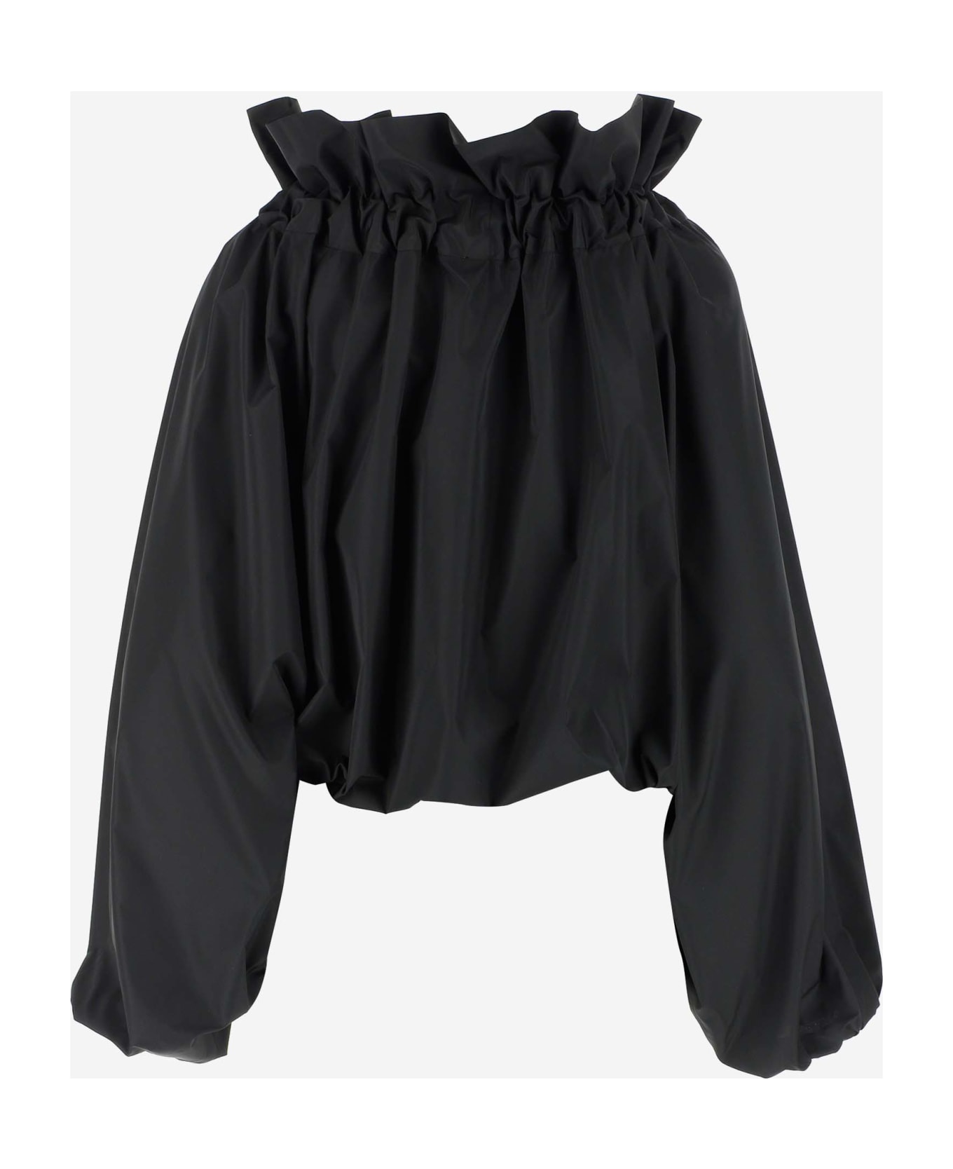 Patou Gros Grain Top With Gathered Collar - Black