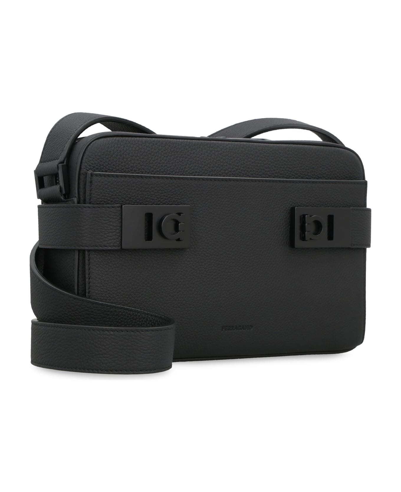 Ferragamo Gancini Leather Shoulder Bag - BLACK ショルダーバッグ