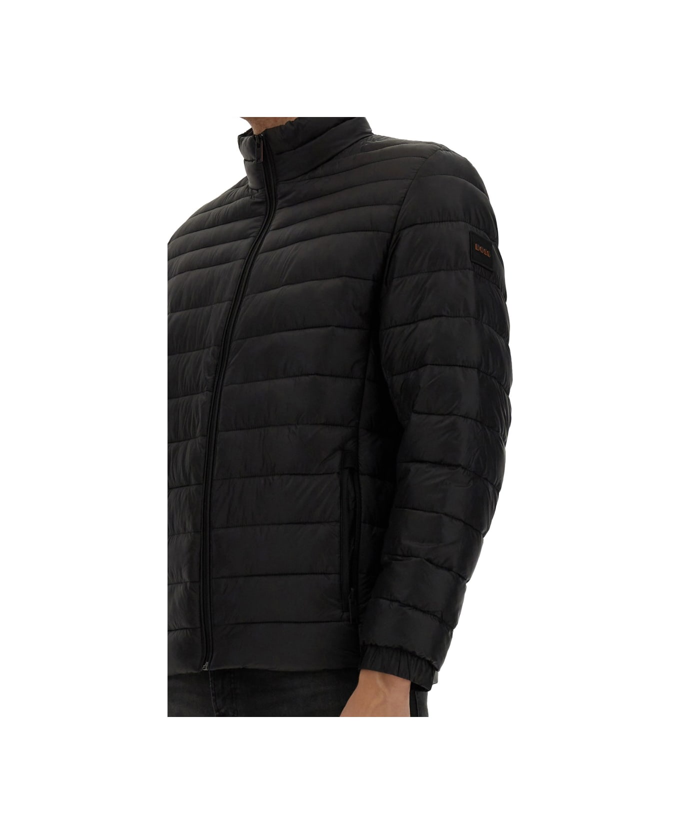 Hugo Boss Down Jacket With Logo - BLACK