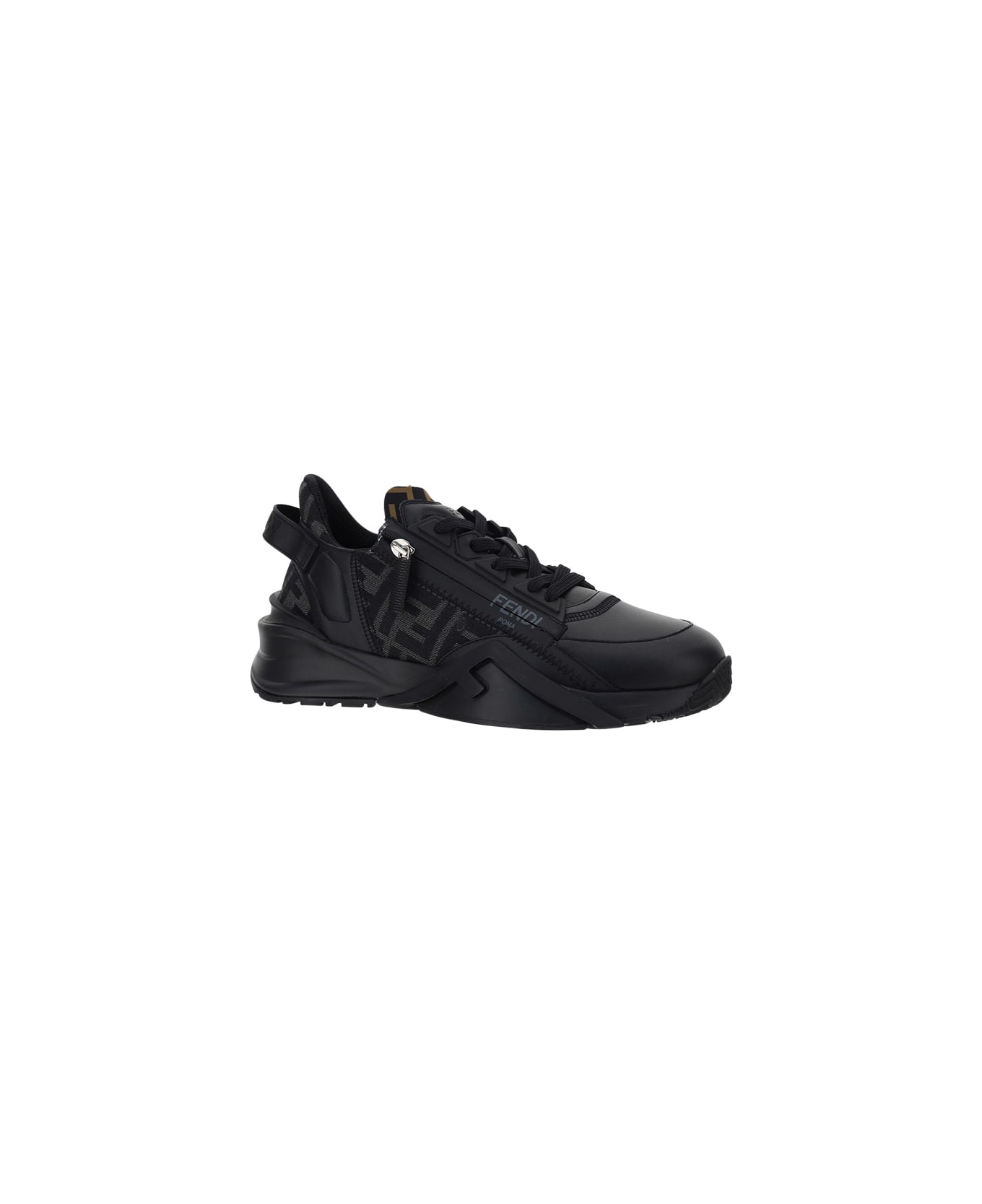 Fendi Flow Leather Sneakers - Black