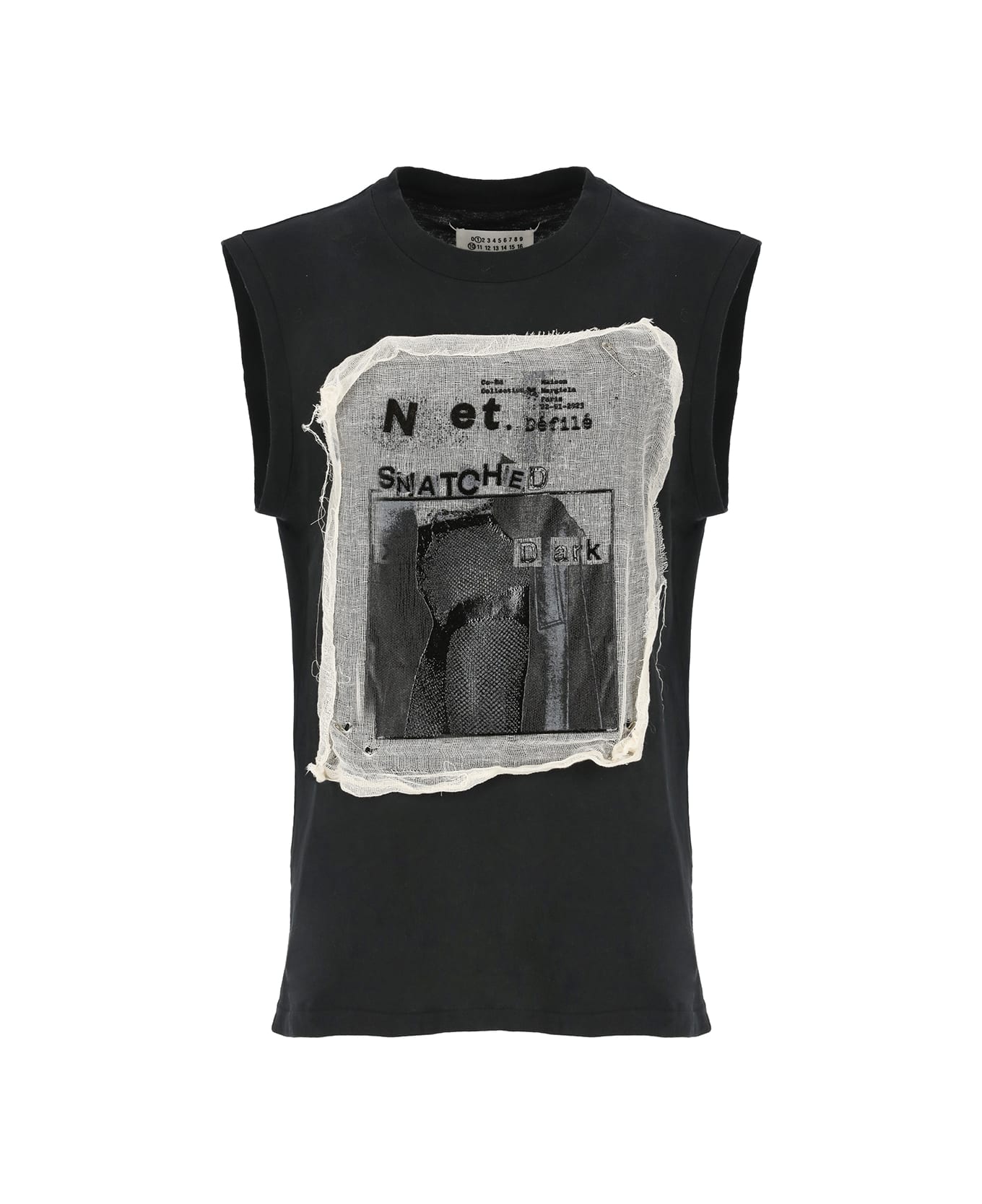 Maison Margiela Sleeveless Printed T-shirt - Black