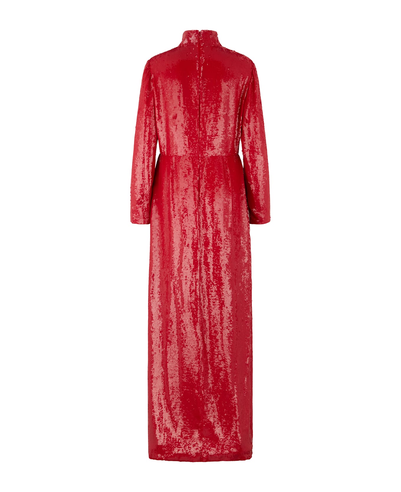 Valentino Garavani Elegant Long Red Dress With Long Sleeves - red