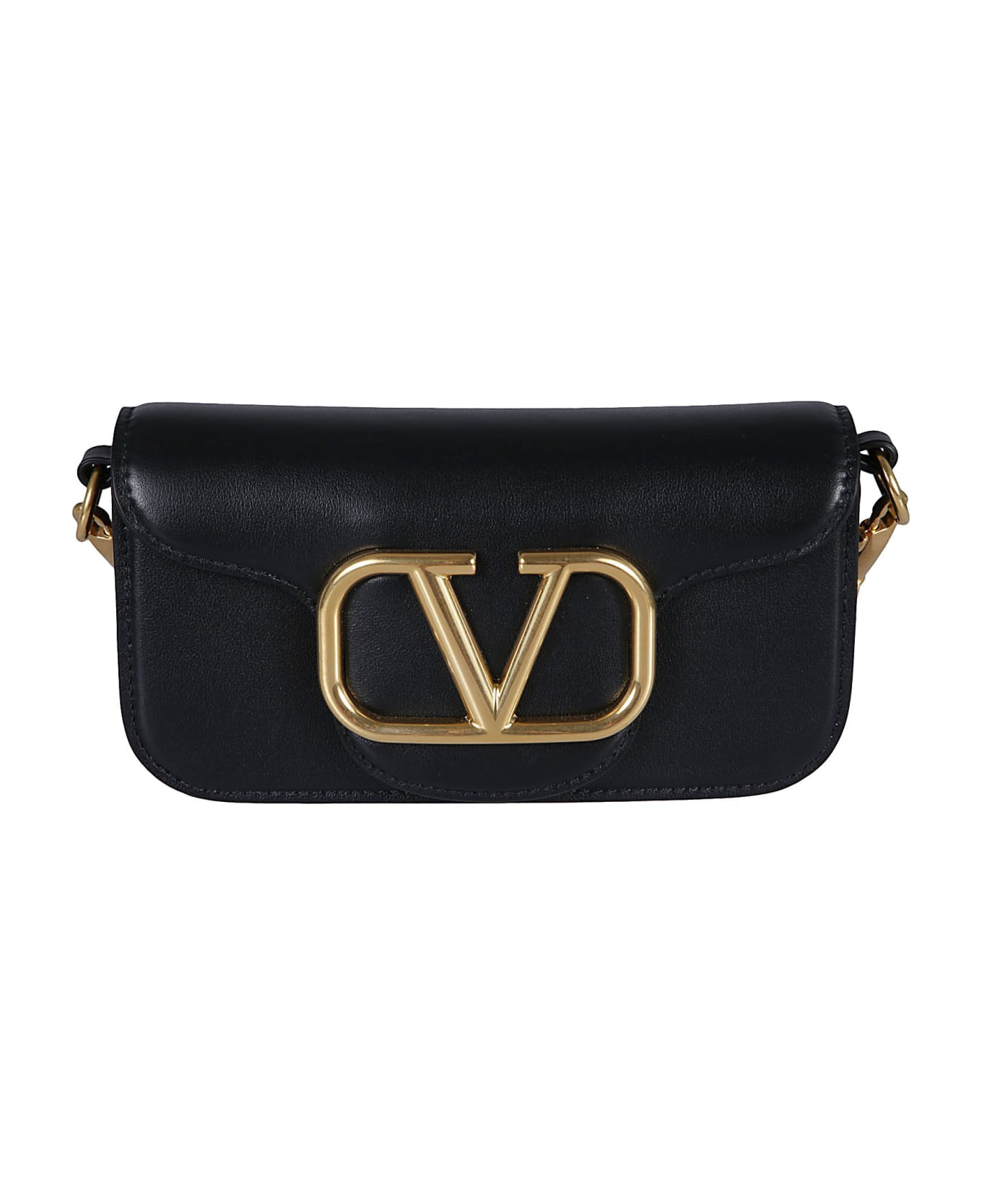 Valentino Garavani Logo Flap Shoulder Bag - Black