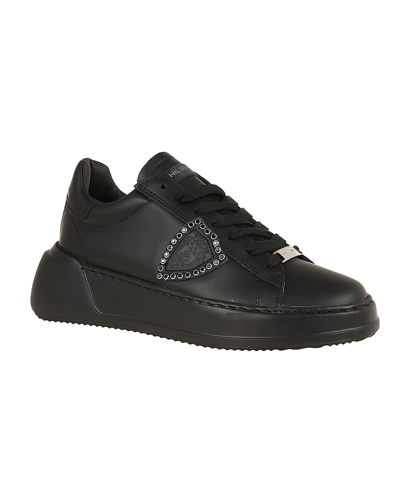 Philippe Model Tres Temple Low Woman - Veau Diamant Blanc Noir