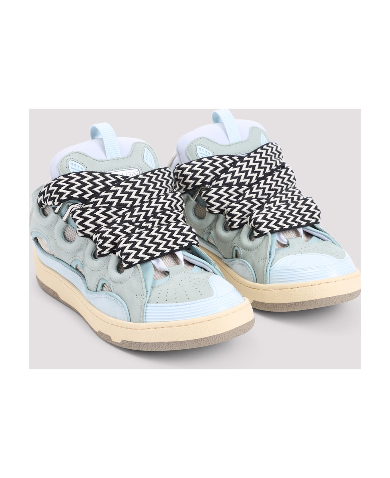 Lanvin Suede Leather Curb Sneakers - Pale Blue