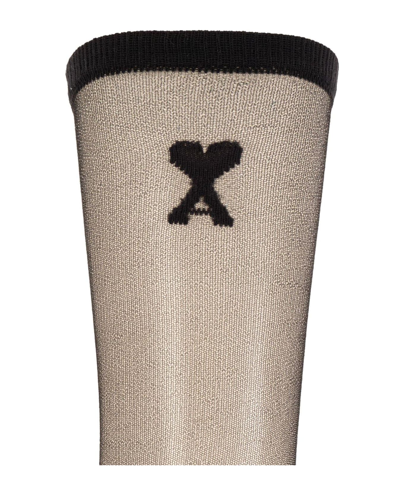 Ami Alexandre Mattiussi Logo-embroidered Socks - BLACK