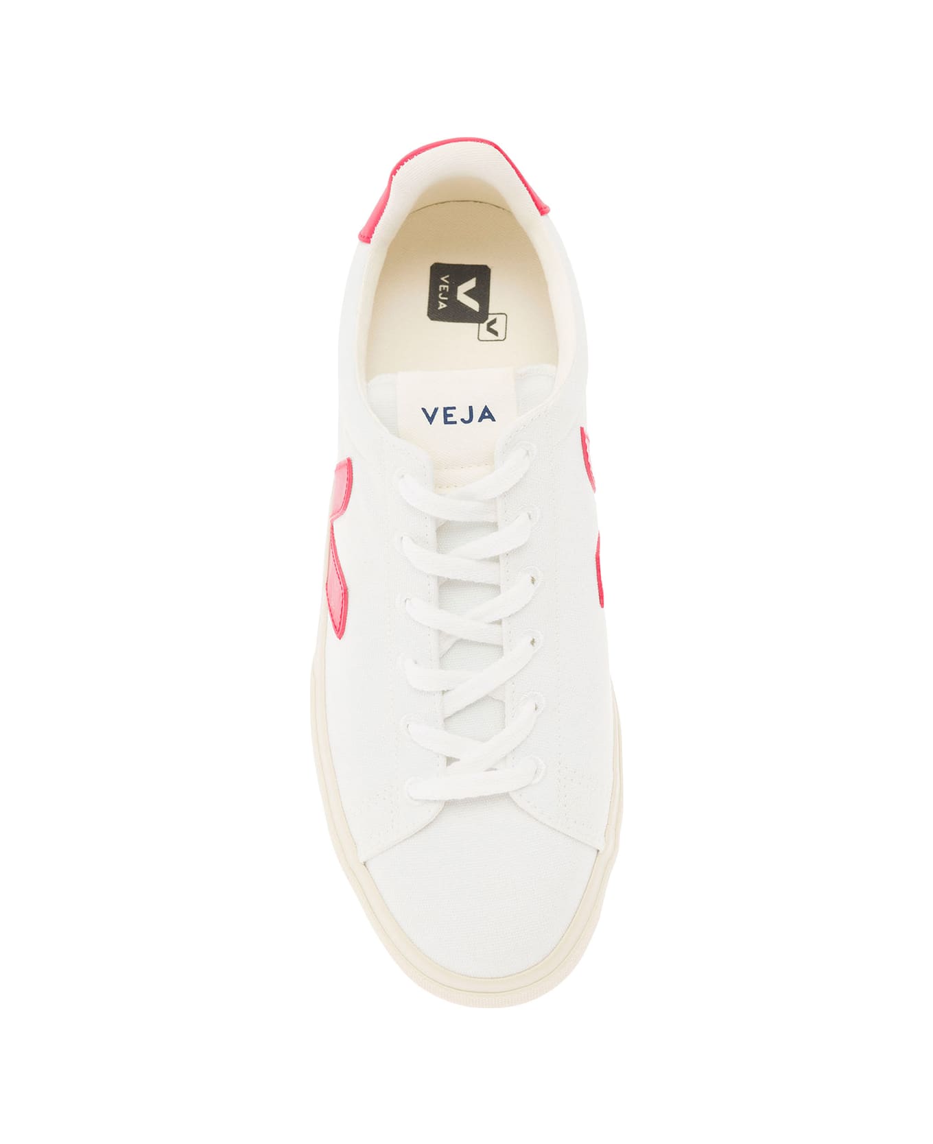 Veja White And Fuchsia Sneakers With Logo Details In Leather Man - White