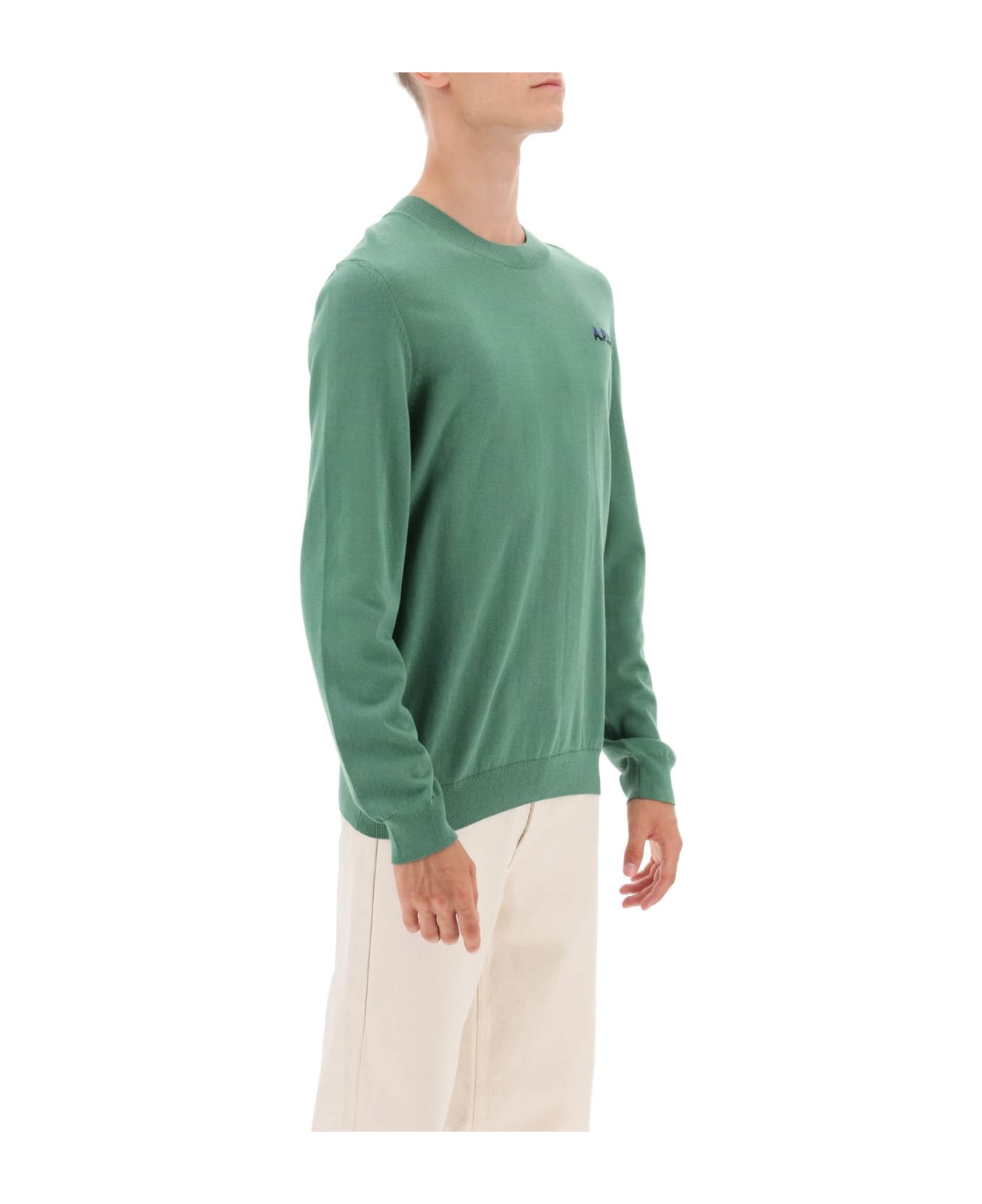 A.P.C. Cotton Crewneck Sweater - Tki Vert Marine