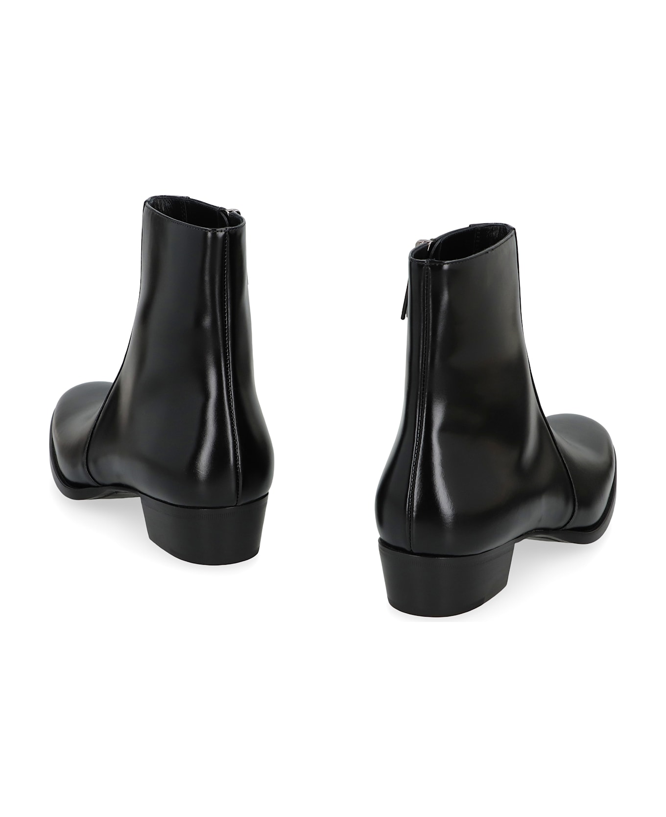 Saint Laurent Smooth Leather Roman Boots - black