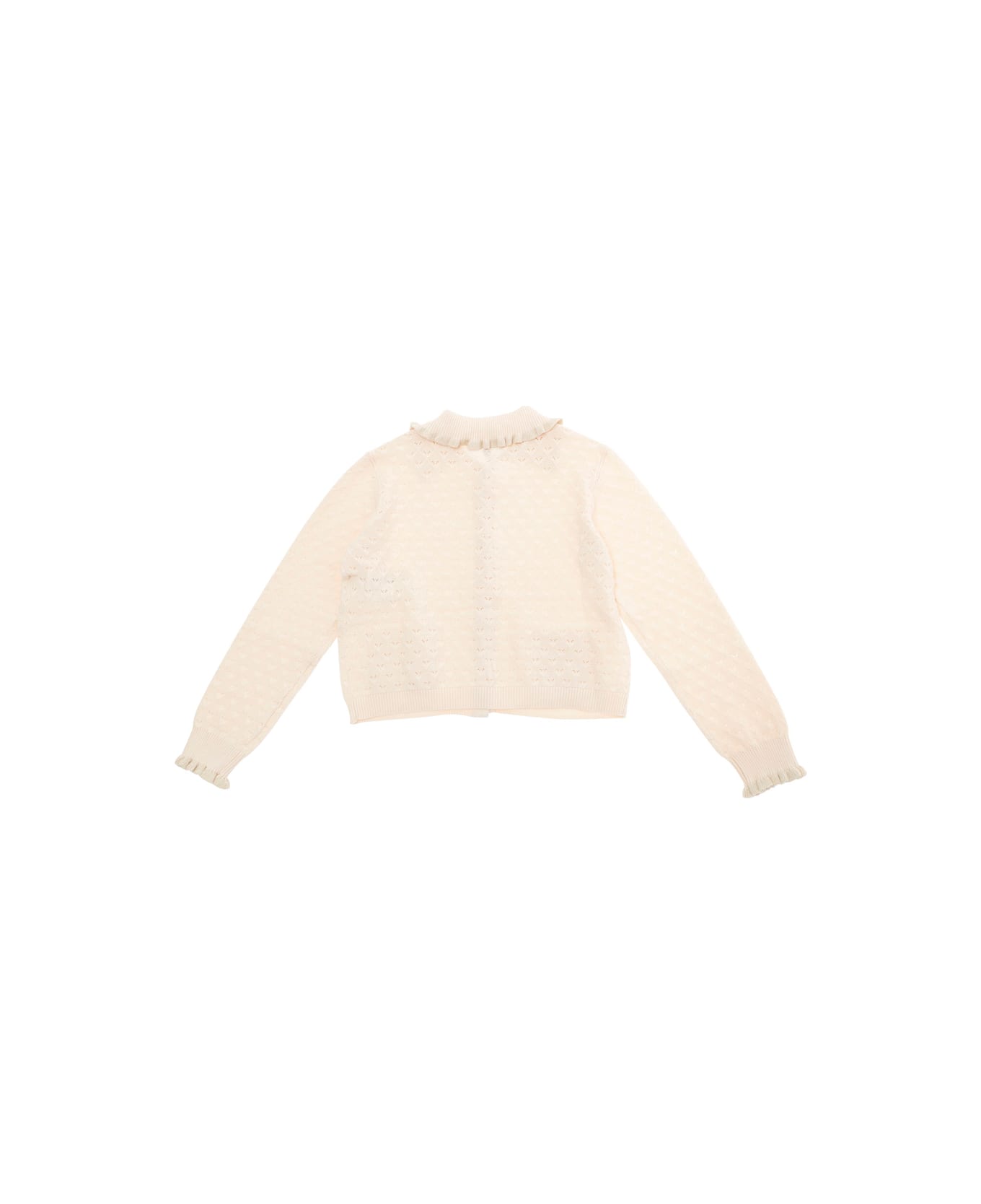 Emporio Armani Beige Sweatshirt With Spread Collar In Cotton Girl - Beige