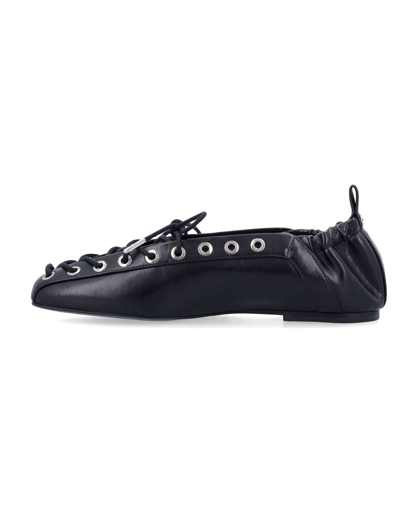 Ganni Oleatex Lace-up Ballerinas - BLACK