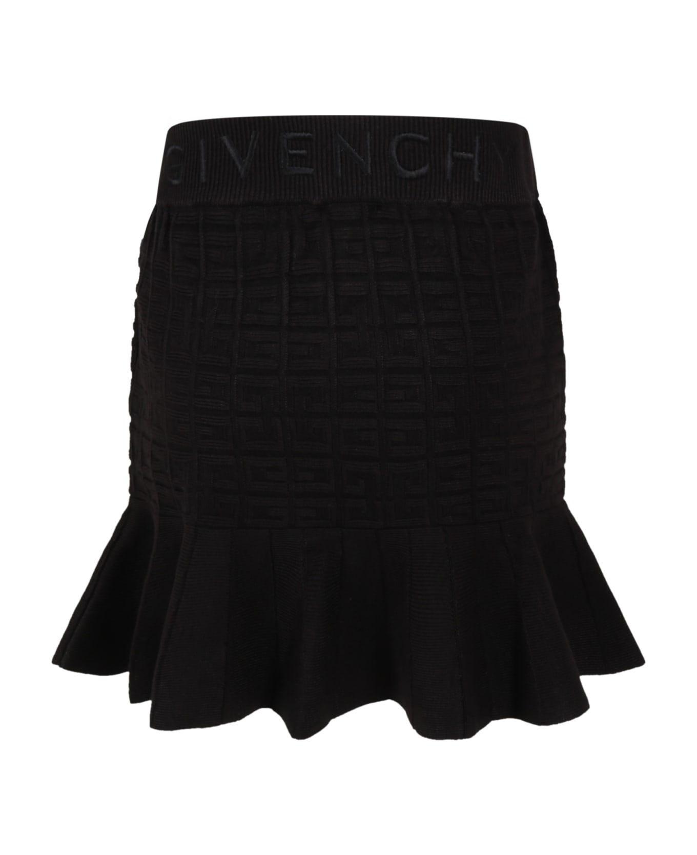 Givenchy Black Skirt For Girl With Logo - B Nero