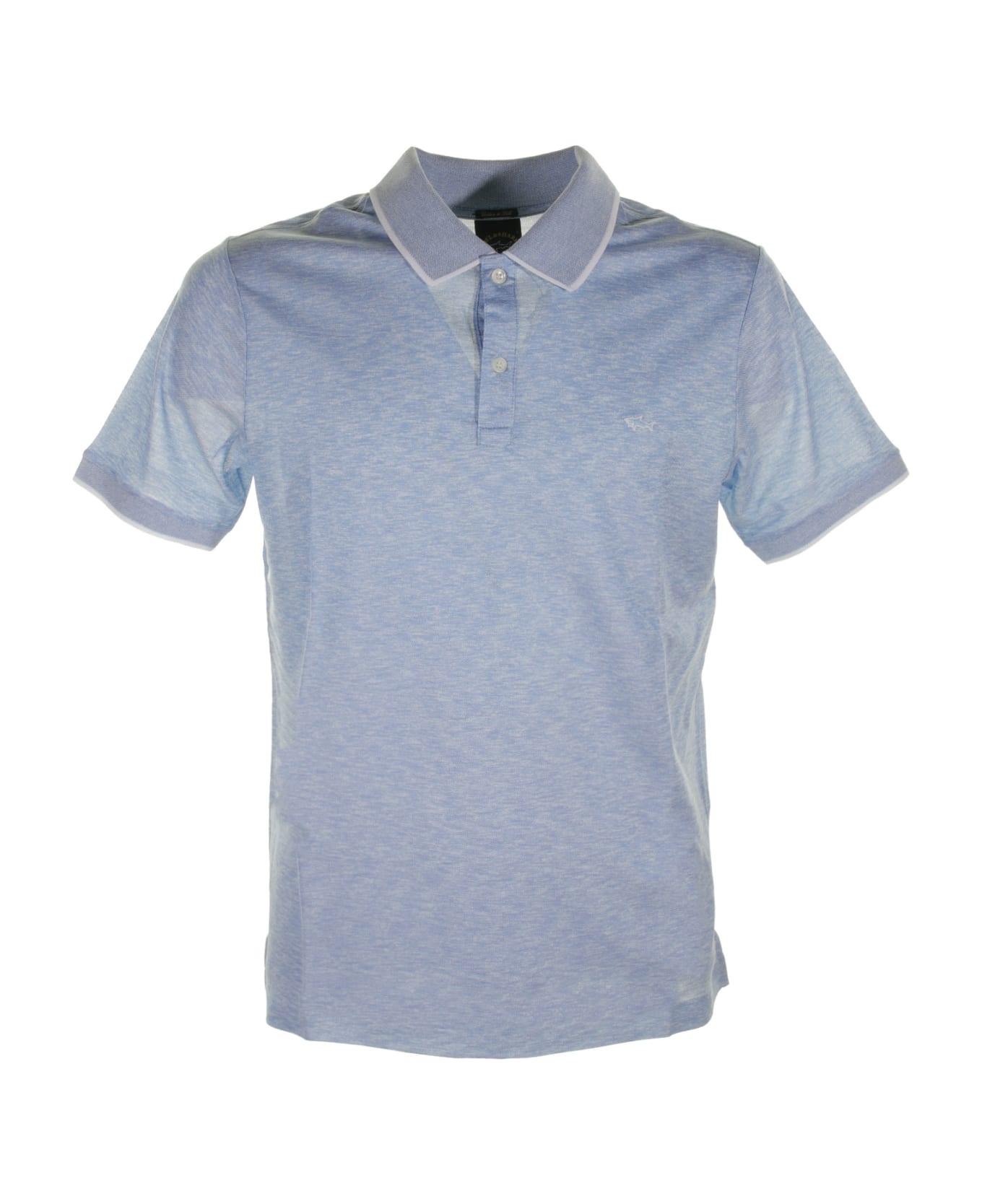 Paul&Shark Light Blue Short-sleeved Polo Shirt In Cotton - AZZURRO