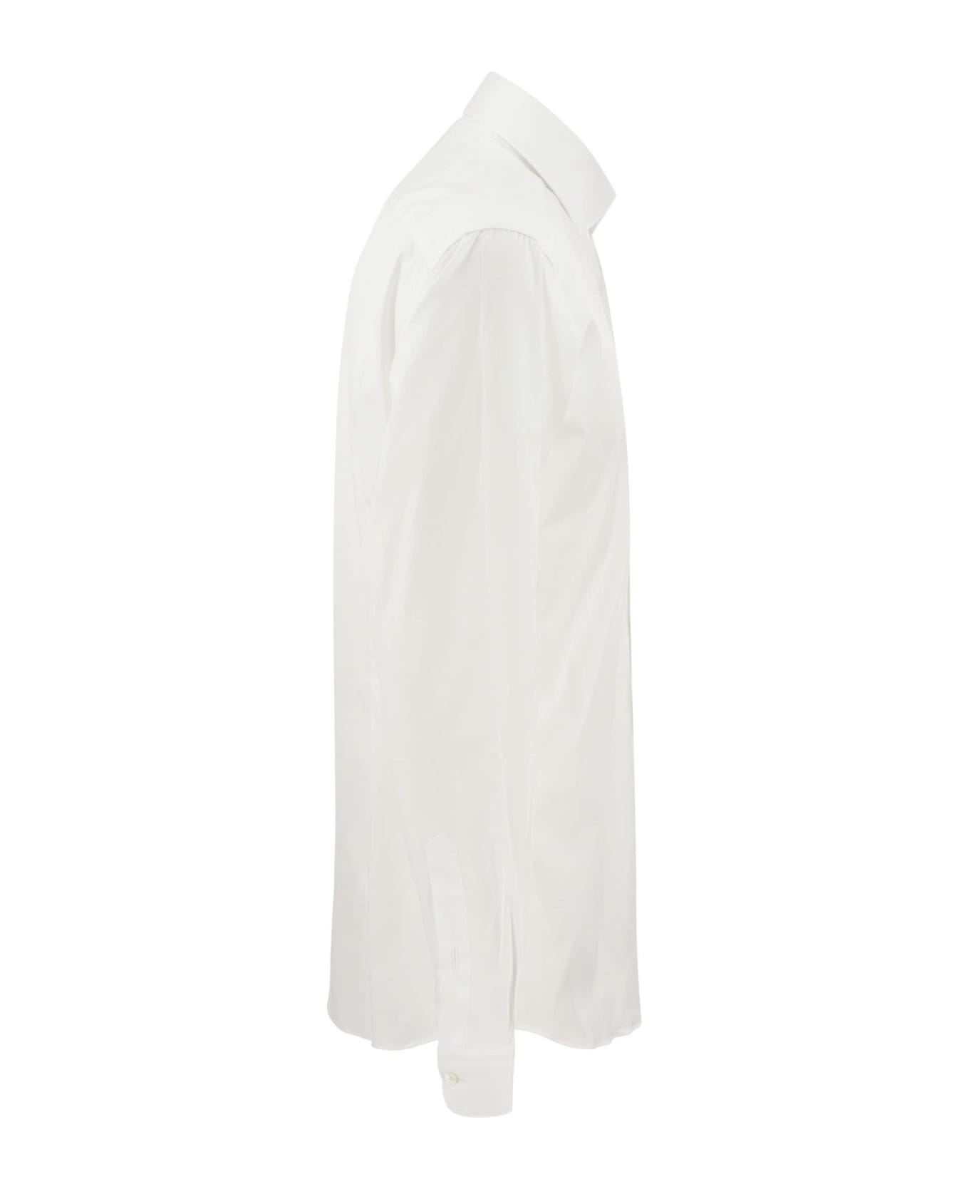 Fay Stretch French Collar Shirt - White シャツ