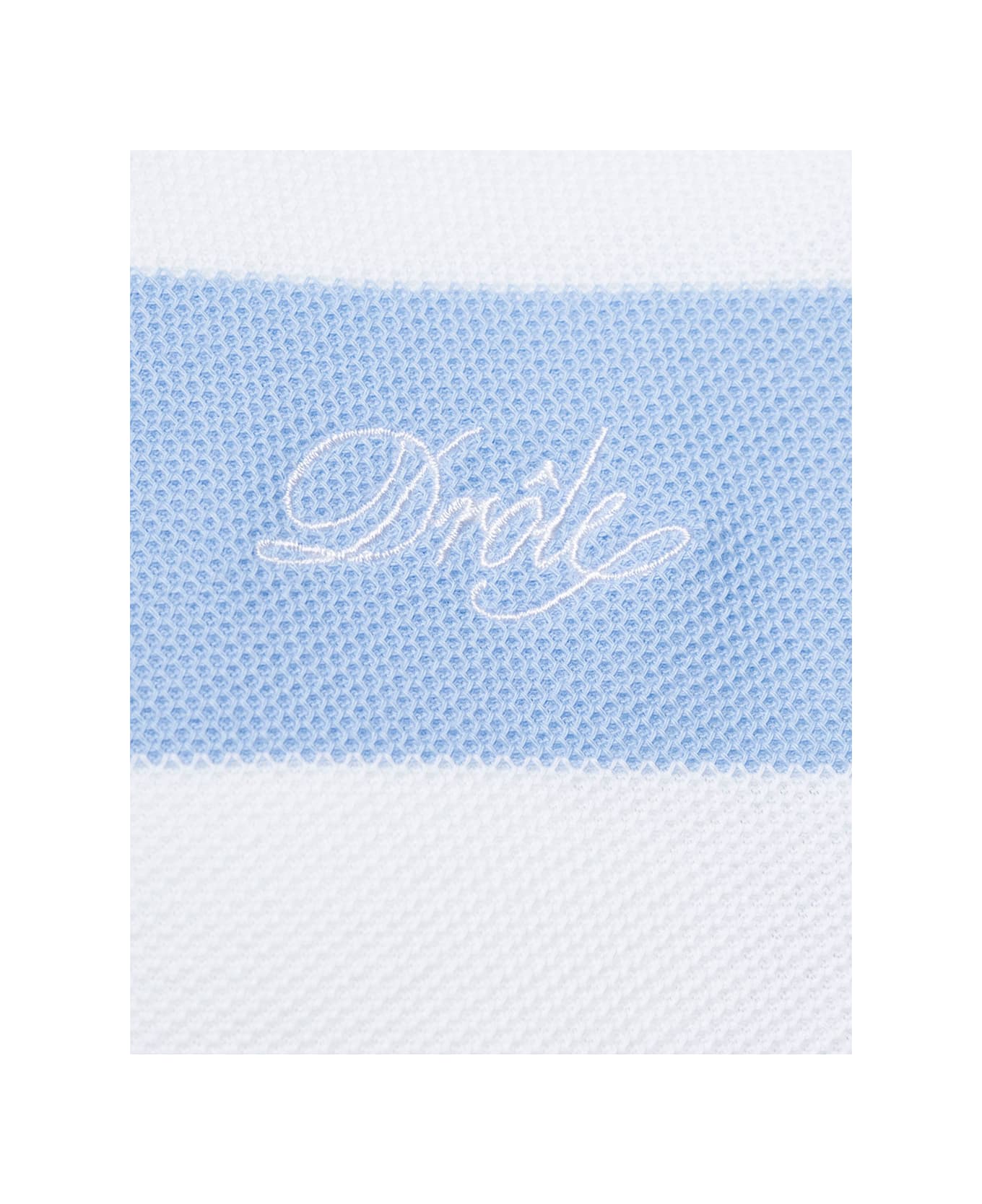 Drôle de Monsieur Light Blue And White Striped Polo Shirt With Logo Embroidery In Cotton Man - Light blue