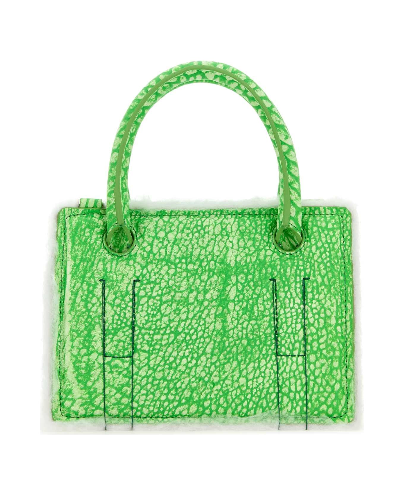 Dentro Printed Leather Mini Otto Handbag - GRAINNEON